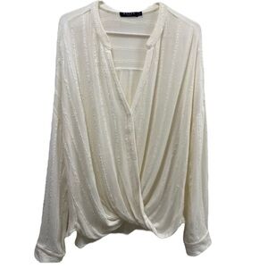 Anthropologie Maven West women’s cream colored pho wrap, blouse size large